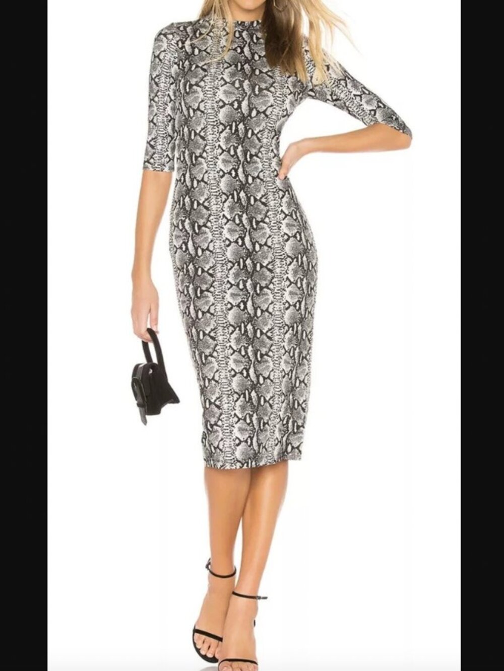 $330 alice + olivia Black White Snake Print Delora Mini Fitted Dress size 2